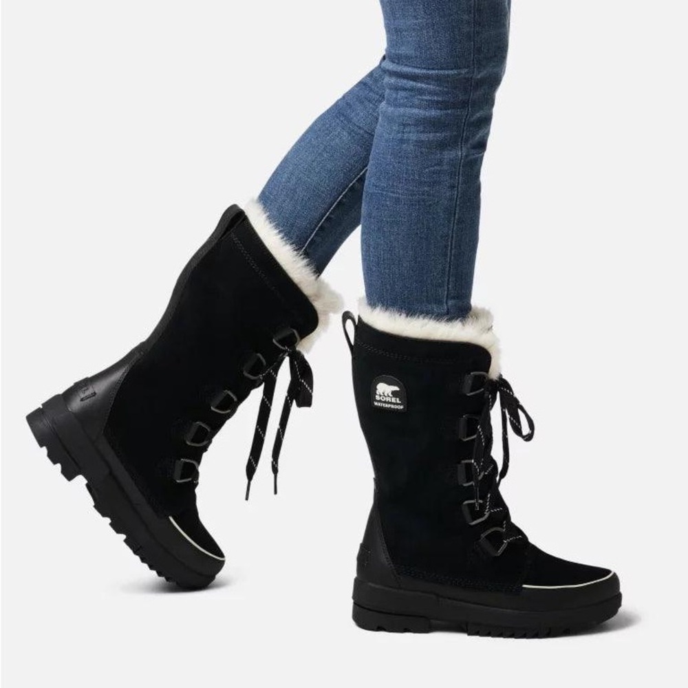 BNWT Sorel Black Leather Snow Boots - Picture 2 of 13